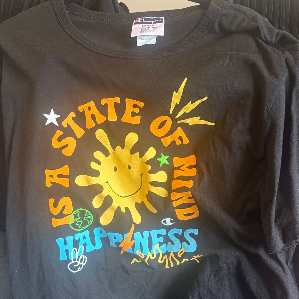 Champion Kids Black Tee with Vibrant Graphic